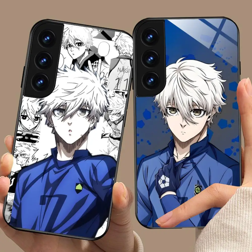 Blue Lock Nagi Seishiro Glass Mobile Phone Case for Samsung Galaxy A56 55 54 53 52 51 36 35 34 23 16 15 5G Colorful Cover