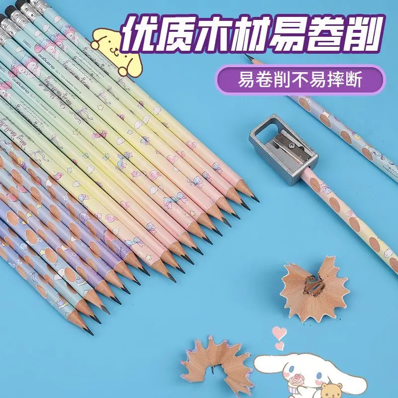 Sanrio authorized Kuromi HB cute cartoon printed pencil set 6 pieces 17.5cm hexagonal student writing supplies gift ready stock view 4