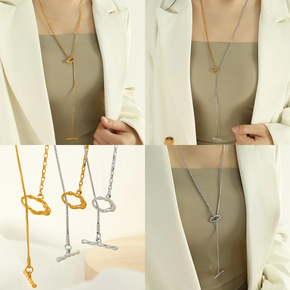 2025 جديد غير النظامية OT مشبك قلادة، المتخصصة الحد الأدنى الراقية التيتانيوم الصلب سترة سلسلة، سلسلة ثعبان #4