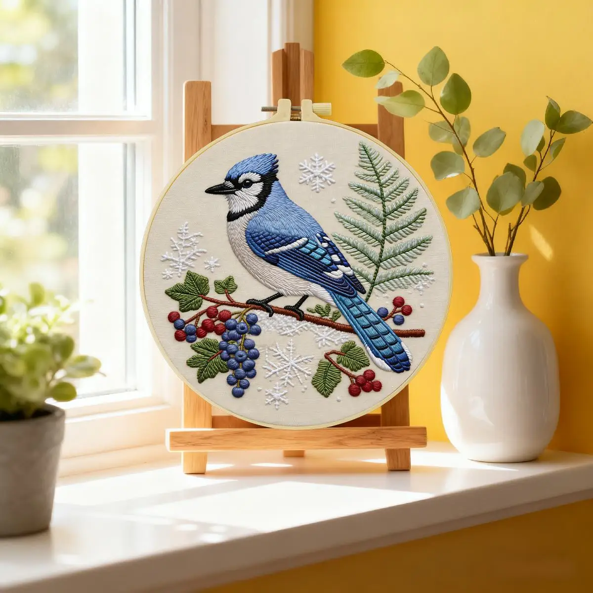 1 Stück 20x20 cm/15x15 cm 7,87/6,3 Zoll Rotes Hirsch Stickerei Starter-Kit DIY-Kit Stickerei-Set für Anfänger – Detail 1