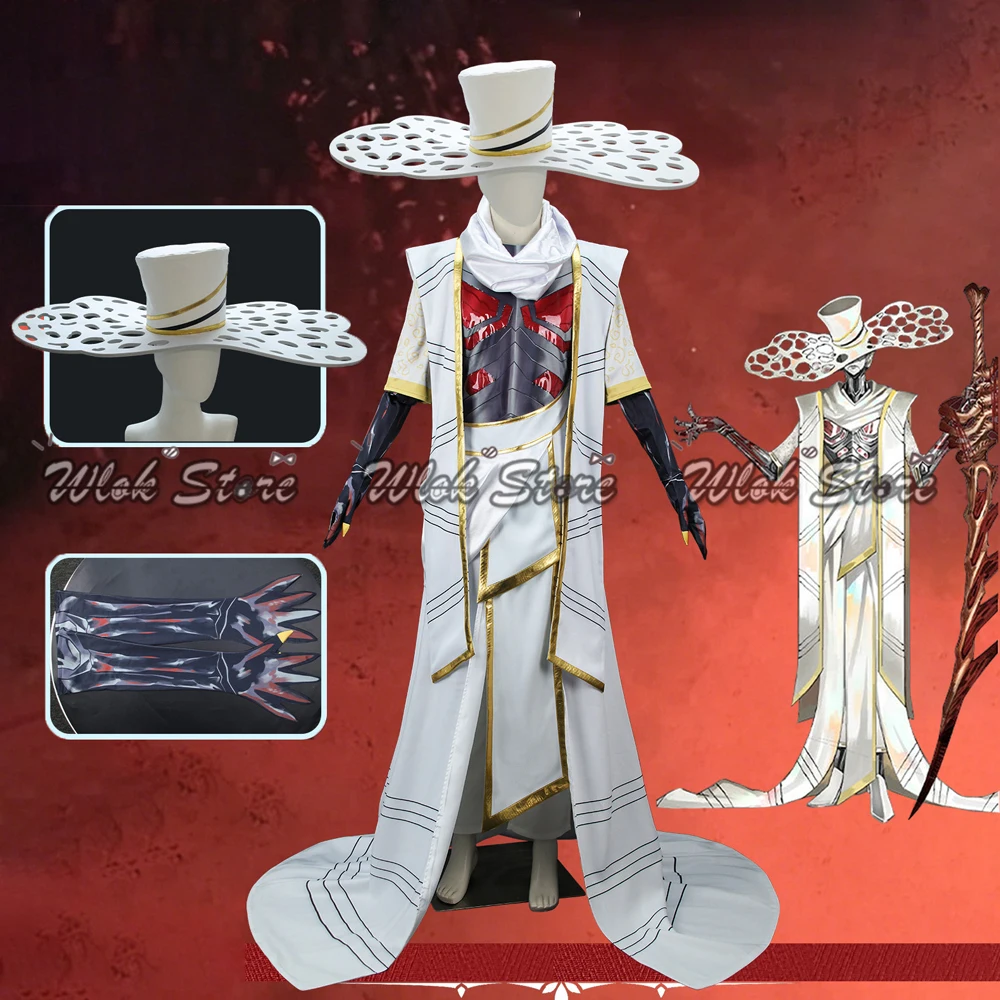 Limbus Company The Ring Father Hong Lu Cosplay Costume Long Robe Outfit Hollow Tall Hat Halloween Carnival Party Uniform Suit
