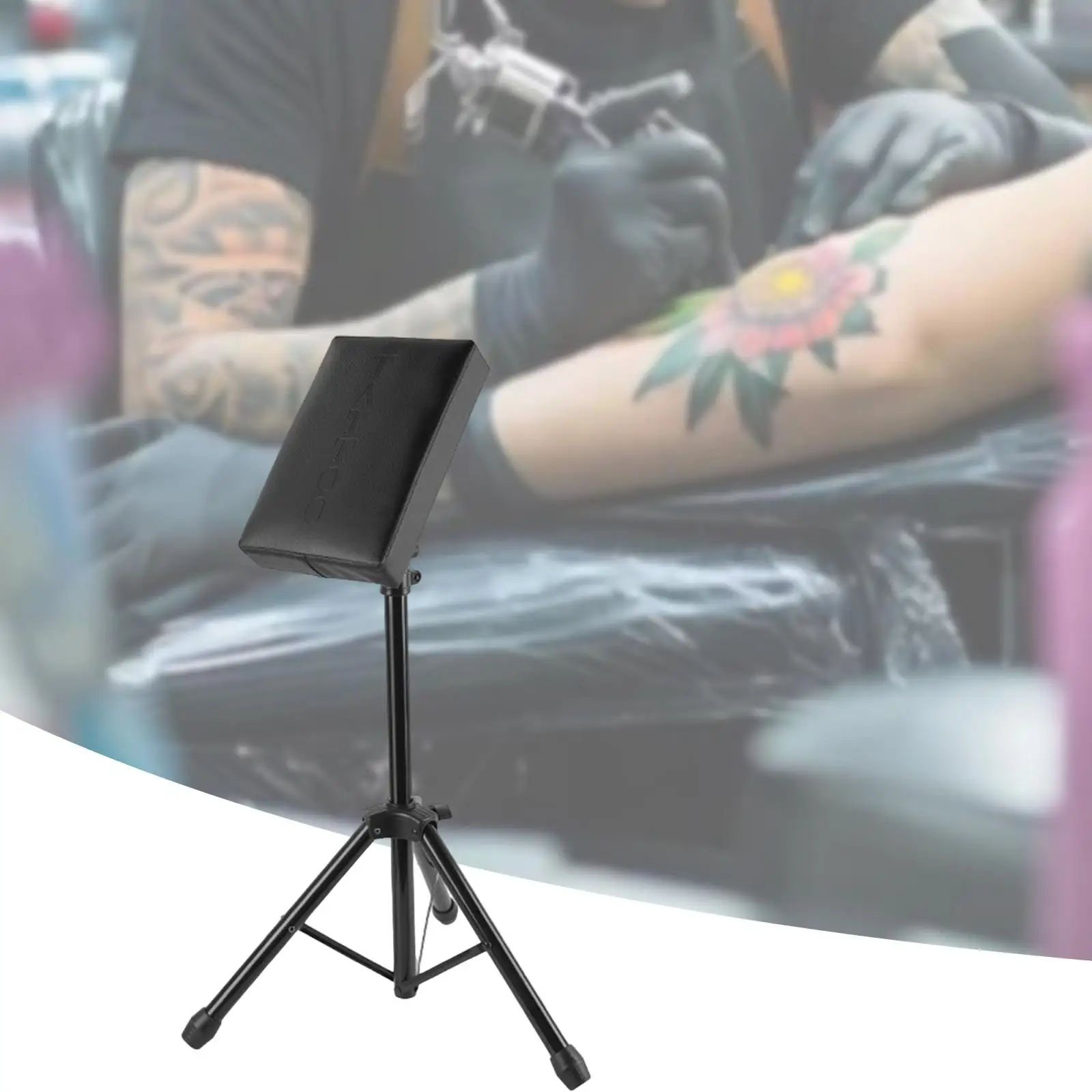 

Tattoo Armrest Stand Professional Equipment Iron Frame Height Adjustable PU Leather Pad for Tattoo Headrest