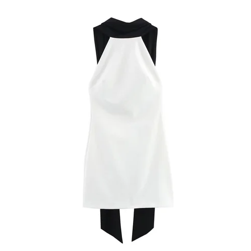 Imagen 2 del producto MUJER Vestido corto blanco con espalda descubierta para mujer, vestidos de fiesta elegantes con cuello Halter para mujer, minivestido con hombros descubiertos, novedad en vestidos para mujer