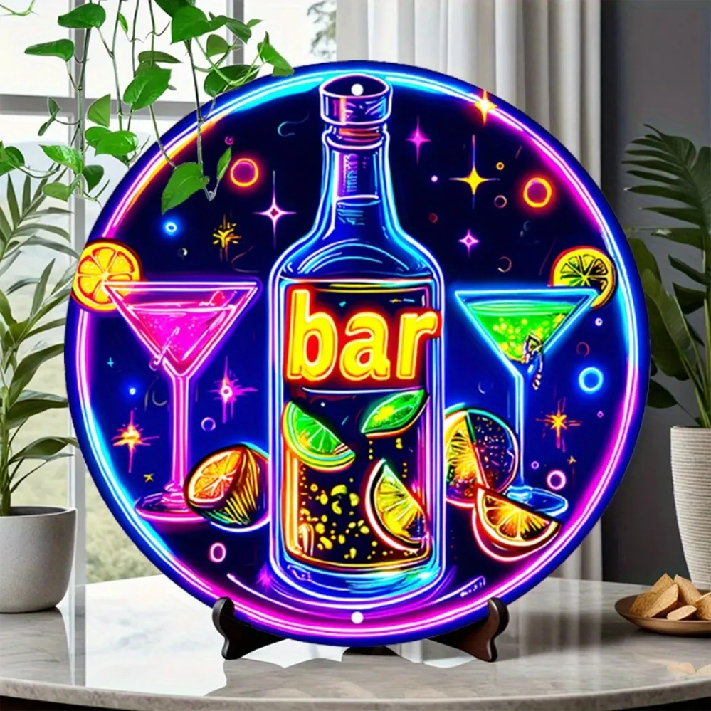CIFBUY Cyberpunk Neon Bar Sign Aluminum Wall Art Waterproof Fade Resistant Durable Metal Decor for Home Bar Garage Man Cave