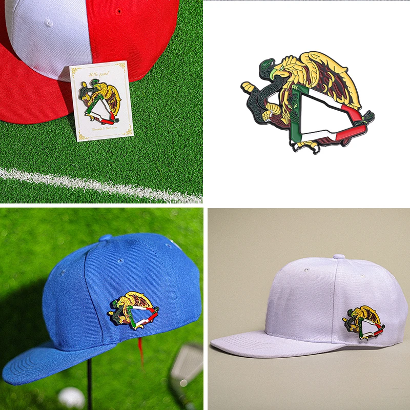 Retro Mexican Metal Hat Clip Brooch Enamel Pins Eagle Creative Brooch Baseball Cap Golf Cap Clip Marker Lapel Badge Jewelry Gift