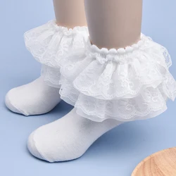 Calcetines de encaje de princesa para niñas, vestido de princesa con volantes grandes, recién nacidos, bebés, niños pequeños