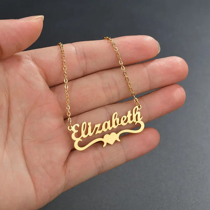 

Custom Name Necklace for Women Personalised Cursive Letter Pendant Stainless Steel Jewelry Men Chain Choker Collar Personalizado