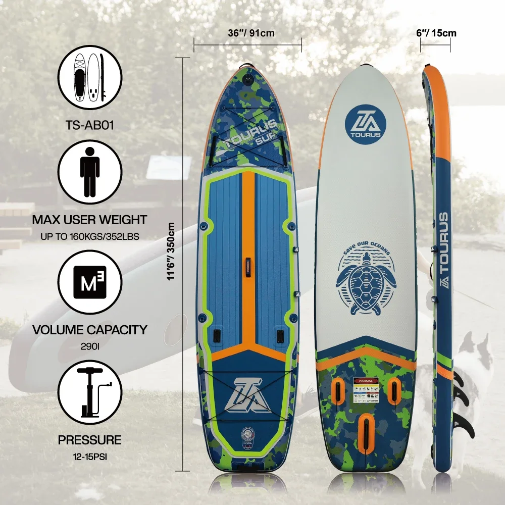Dropshipping OEM supboard Water Sport Inflatable Paddle Board Fishing 11 ft Measure Board Fish TOURUS Fishing Boat Board