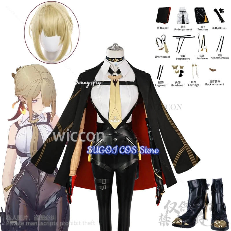 ZZZ Evelyn Cosplay Costume Wig Anime Game Zenless Zone Zero Clothes Uniform Halloween Sexy Cos Party Woman Suit Customized