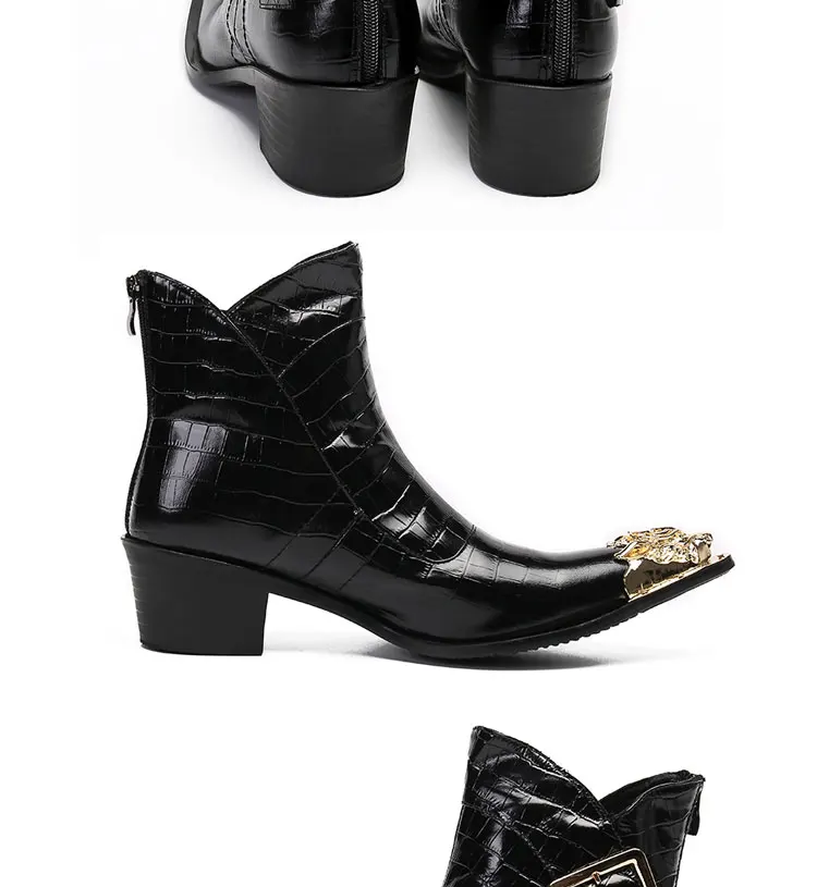 Frühling und Herbst Spitze hohe stiefel herren stiefel Weiß Wies Rindsleder Business Bankett Casual Leder stiefel High heels Stiefel – Detail 11