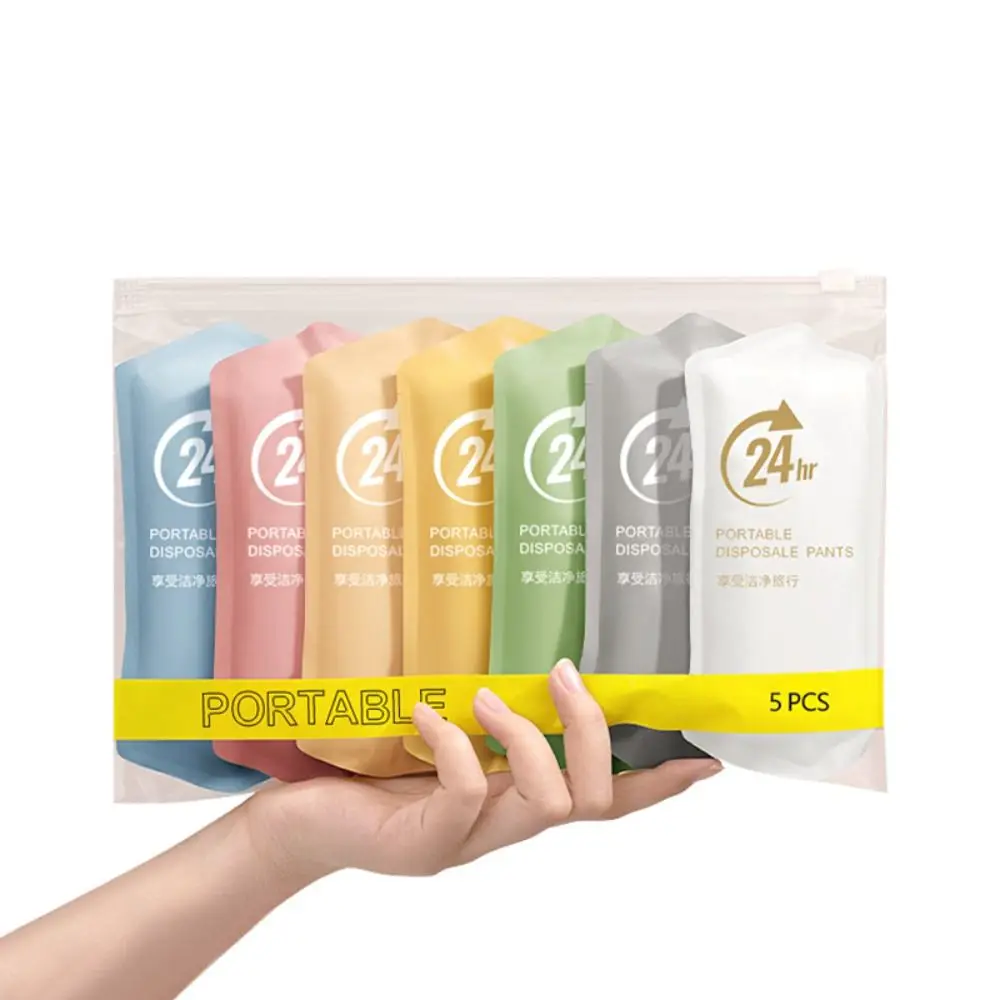 Bragas desechables sin rastro para mujer, ropa interior de cintura media de algodón a rayas en la entrepierna, sin costuras, lencería sencilla, 5 uds.