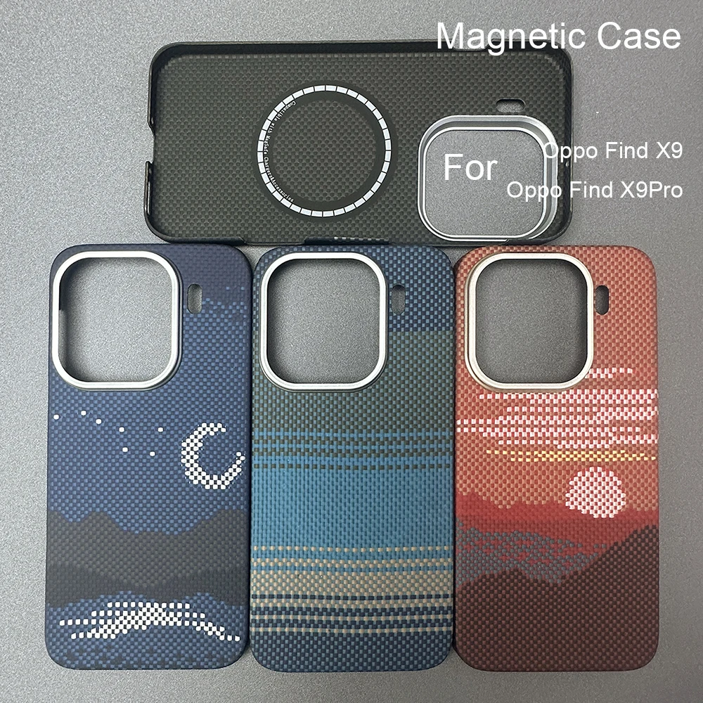 

Carbon fiber aramid magnetic case for oppo find x9 pro/oppo find x9 Kevlar thin Lightweight Cover magnetic balck Slim light red