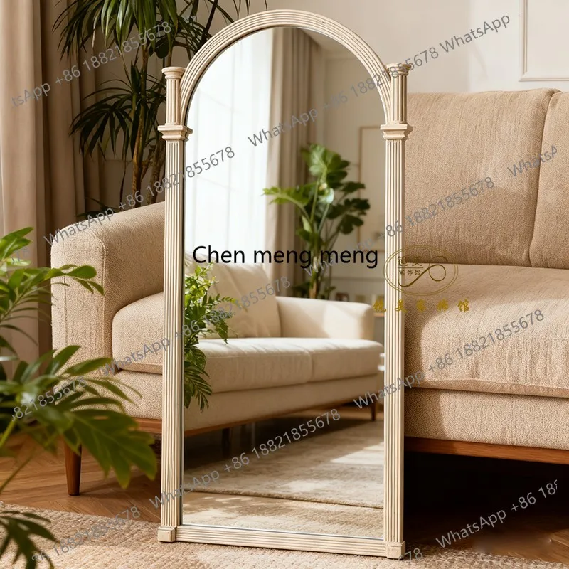 

French retro home full-body mirror American medieval floor-to-ceiling full-length mirror European bedroom wall