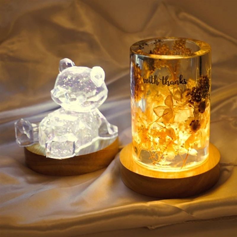

DIY Light 12 цветов смолы дисплей деревянная регулируемая световая основа с дистанционным управлением