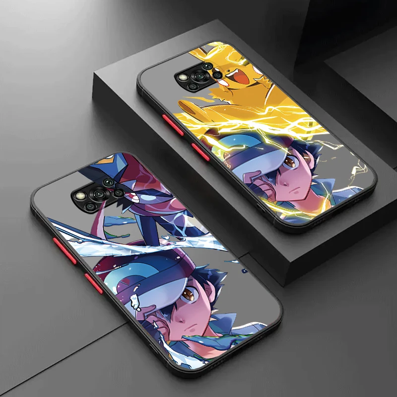 P-Pokemons G-Greninjas Cartoon Frosted Translucent For Xiaomi Mi Poco X5 X4 X3 M6 M5S M5 M4 M3 F5 F4 F3 F6 Pro 5G Funda