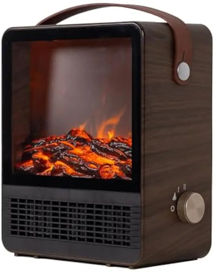 

Portable Electric Fireplace Heater with 3D Flame Effect, Adjustable Thermostat & Safety Auto Shut-Off