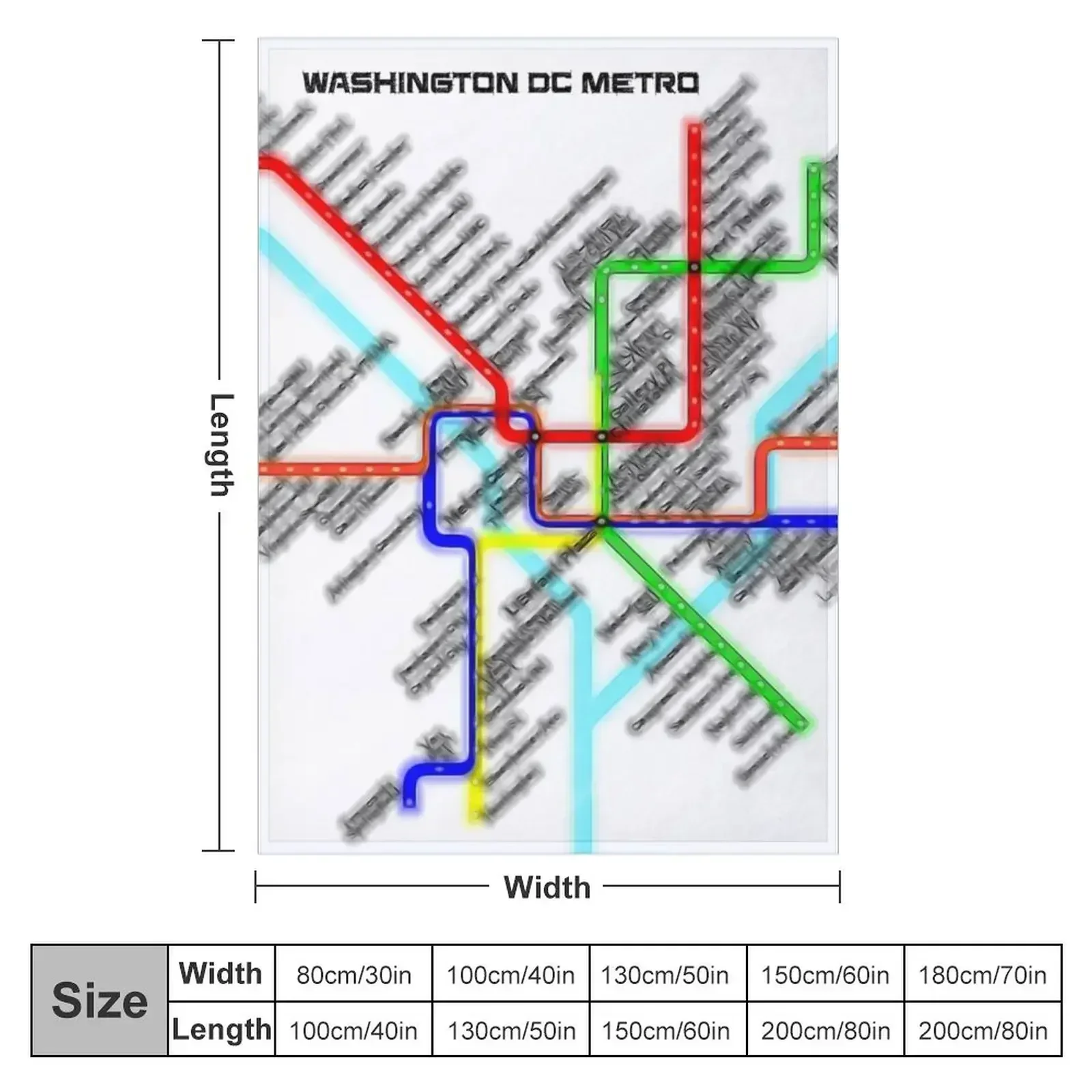 Washington DC Metro Map Throw Blanket for babies Warm Blankets