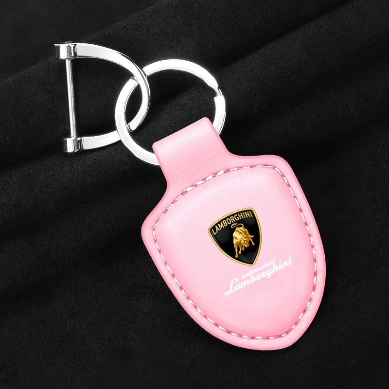 

Leather Keyring New Car Shield Keychain Rings For Lamborghini Urus Huracan Aventador Premium Holder Pendant Gifts Accessories