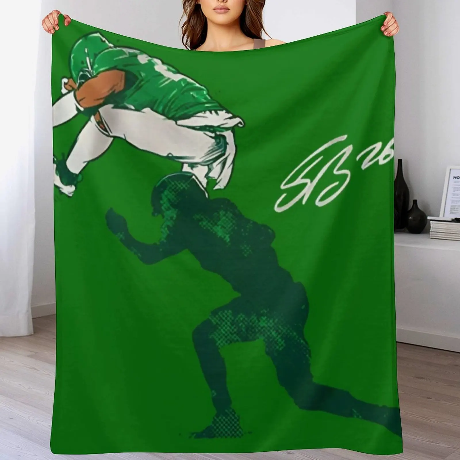 

Saquon Barkley: The Reverse Hurdle Throw Blanket Soft Sherpa Fleece Warm Blanket for Winter