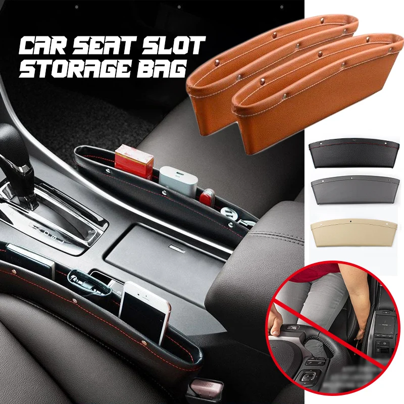 

1/2pcs PU Artificial Leather Car Seat Gap Organizer Universal Storage Pockets Driver Seat Catcher Item Drop Prevention Gadget