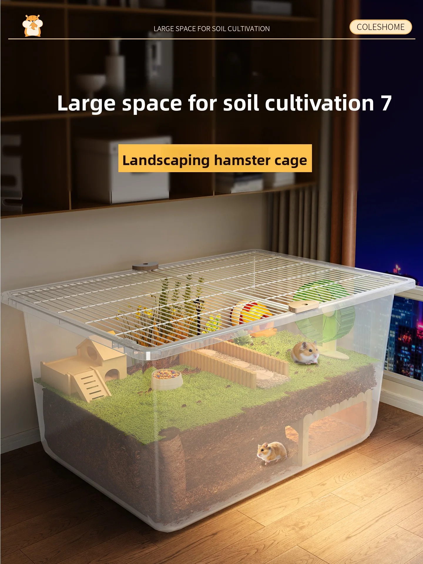 

Large Luxury Hamster Cage for Golden Hamster and Gerbil with High Base