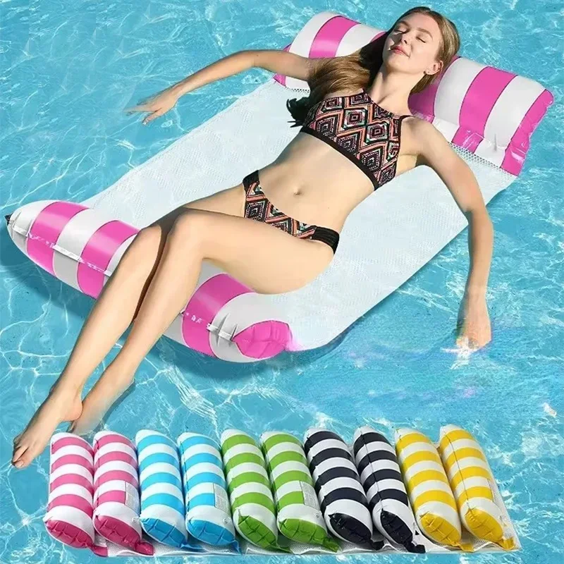 Image of Neue Sommer Für Erwachsene Wasser Hängematte Liege Aufblasbare Schwimmende Schwimmen Matratze Meer Schwimmen Ring Pool Party Spielzeug Lounge Bett