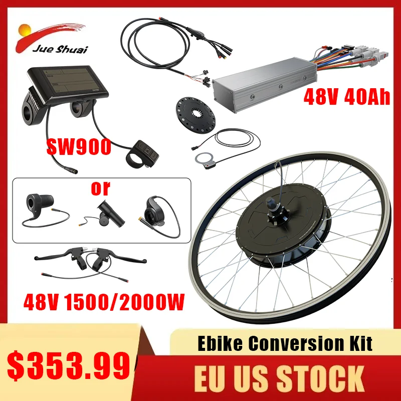 

Electric Bike Conversion Kit 48V 1500W 2000W with Rear Hub Wheel Motor 48V 40AH Controller SW900LCD Display Waterproof PAS Ebike