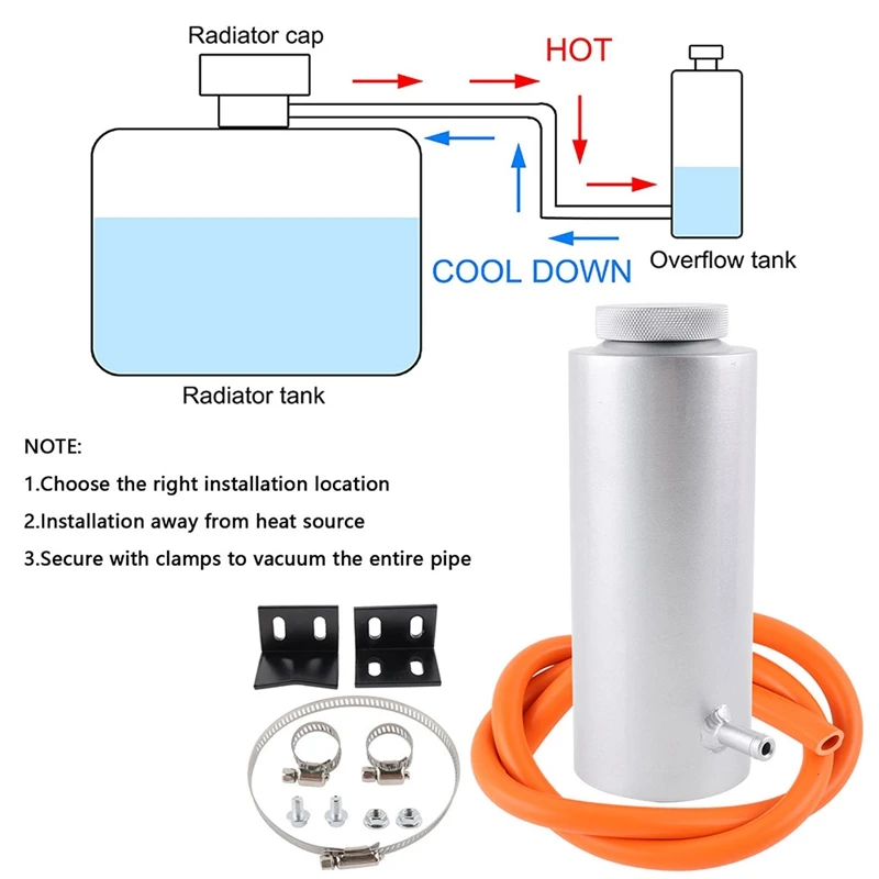 Aluminum Car Universal Radiator Coolant Tank 800Ml Coolant Expansion Tank Cooling Catch Bottle Overflow Reservoir