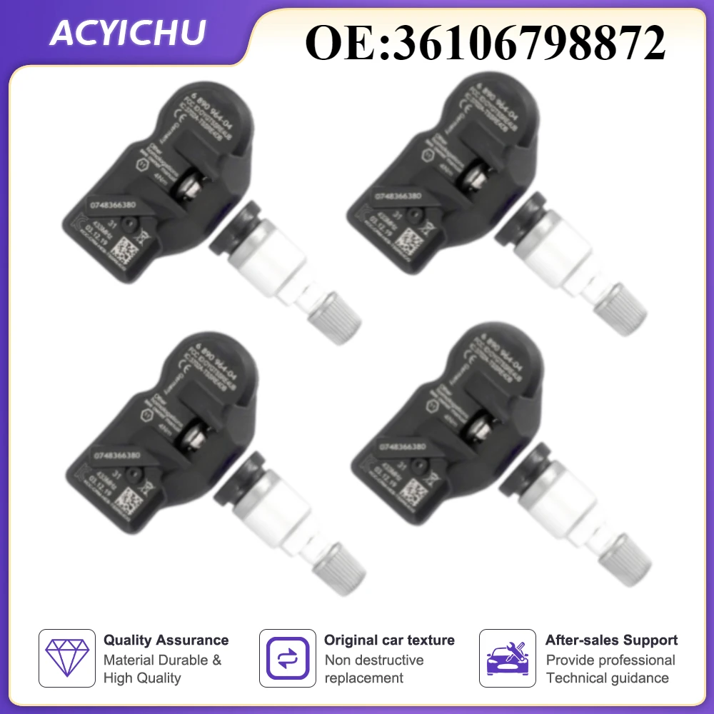 4PCS 36106798872 Tire Pressure Monitor Sensor for BMW X3 F10 520d F11 Z4 F01 740L 2014 Mini Cooper 2015 TPMS 433MHZ 6798872-04