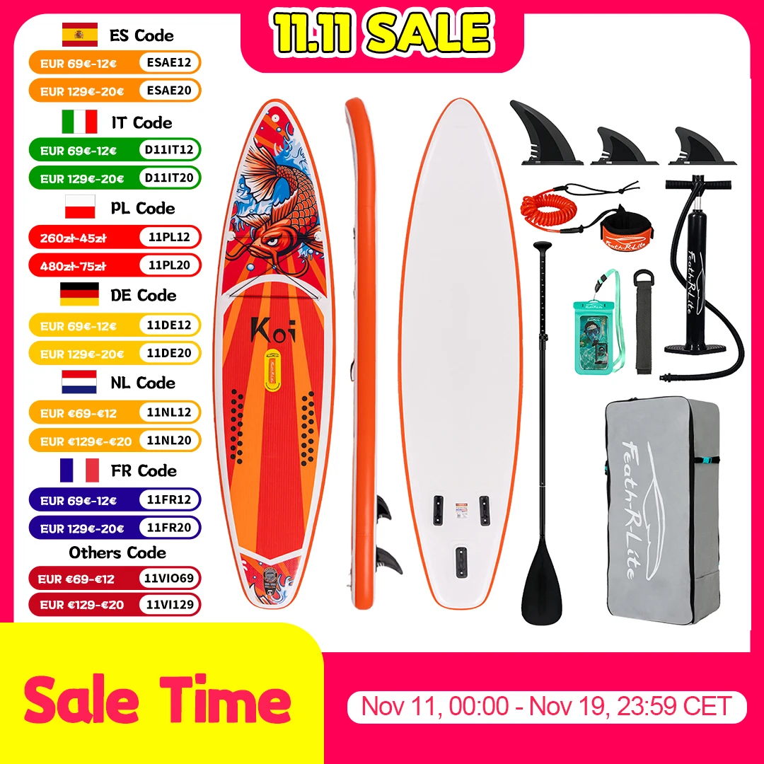 FunWater 11'6" Sup Board Inflatable Surfboard Stand Up Paddle Board Inflatable Sup Paddleboard with Accessories EU Warehouse