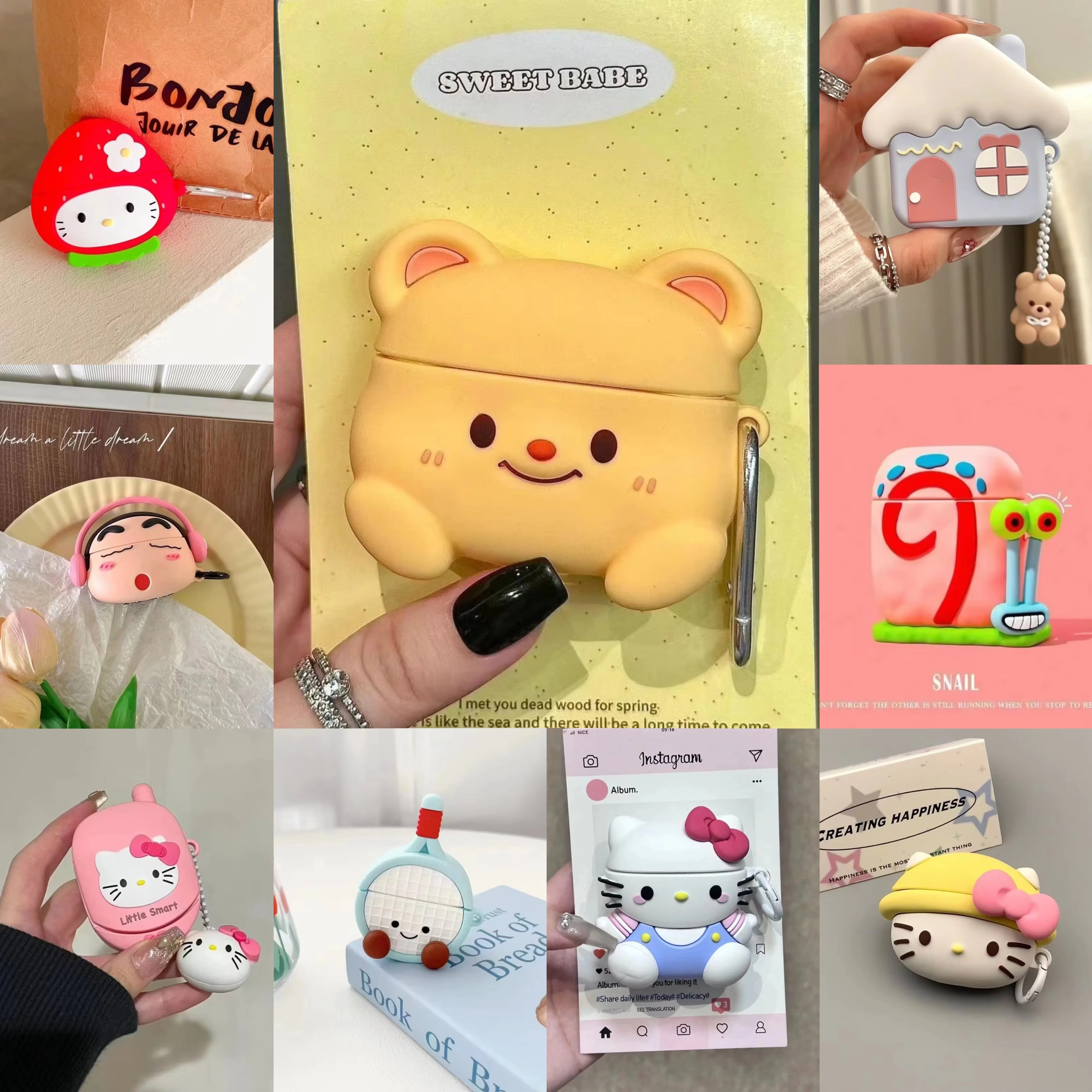 

Cartoon Bear Earphone Cover for Airpods4 Wireless Bluetooth Earphone Case for Airpods 1 2 3 Pro2 Silicone Cover