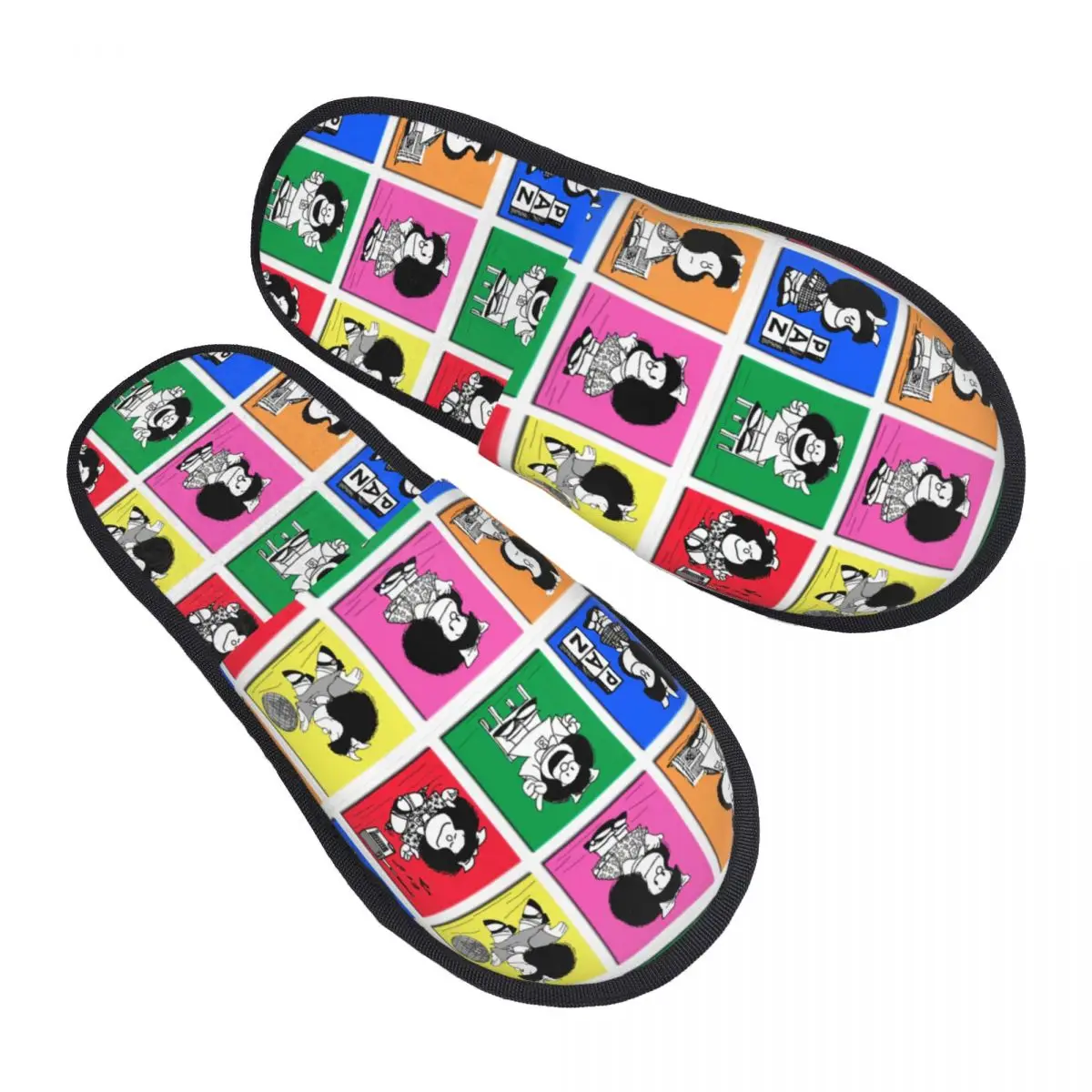 Custom Women Curious Mafaldas Quino Comics Argentina House Slippers Soft Warm Memory Foam Fluffy Slipper Indoor Outdoor Shoes