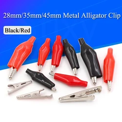 10Pcs 28MM/35MM/45MM Metal Alligator Clip G98 Crocodile Electrical Clamp for Testing Probe Meter Black/Red with Plastic Boot