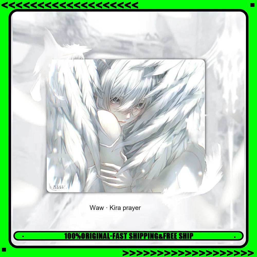 1waw KIRA Prayer Coated Tempered Glass Mouse Pad 490x420mm Large Anime Gaming Desk Mat for FPS Esports PC Gamer Accessory Gift