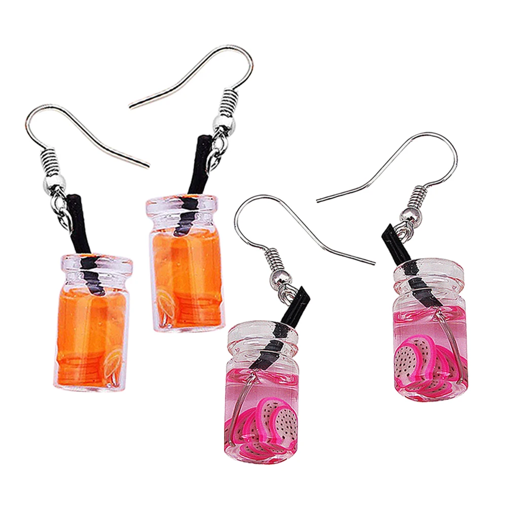 

2 Pairs Fruit Earrings for Women Boho Drop Dangle Studs Hoop Creative Ladies Accessories Unique Design Comfortable Material