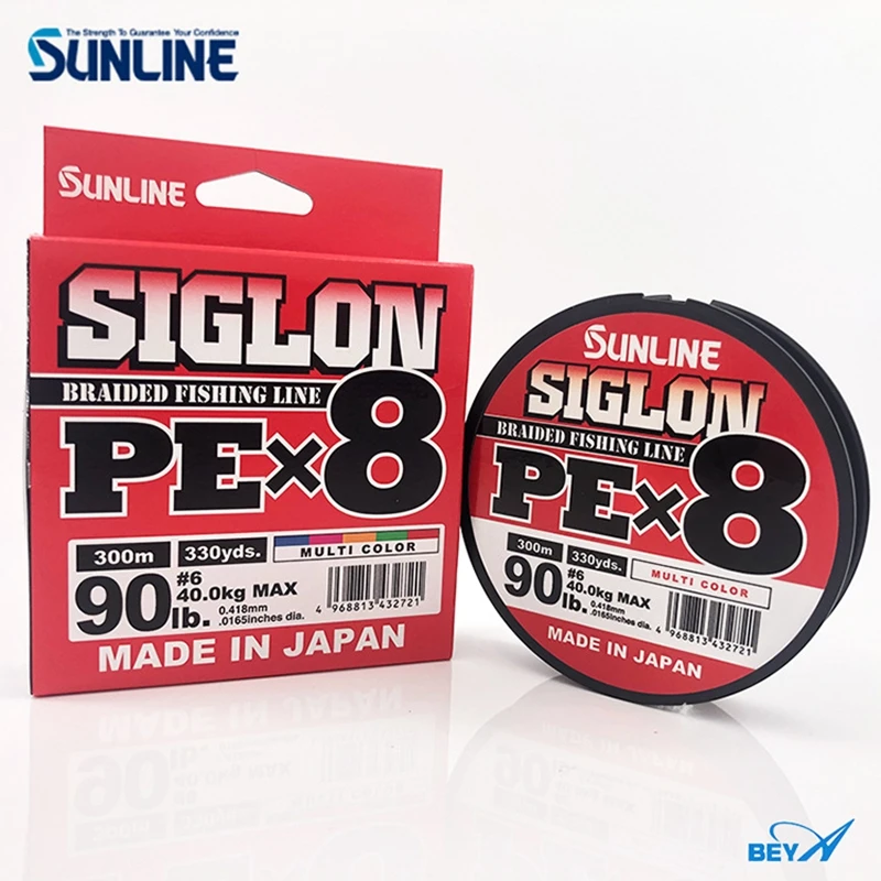 Imagem -04 - Sunlien Siglon x8 Trançado Linha de Pesca Linha Multicolor pe Barco Marítimo Original do Japão Vertentes 300m 25lb 100lb