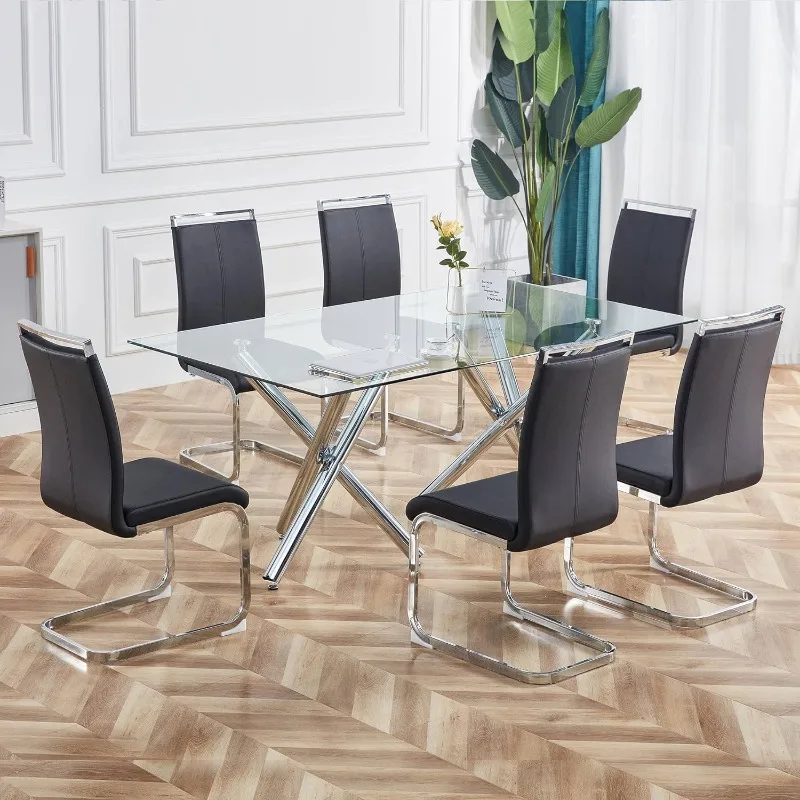 Modern Dining Chairs Set of 4,Side Dining Room Chairs,Kitchen Chairs with Faux Leather Padded Seat High Back,for Dining Room