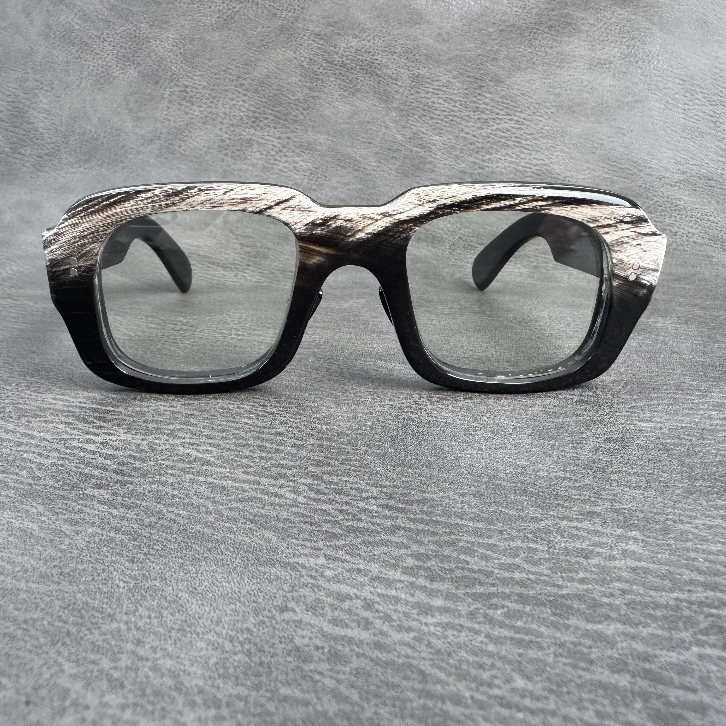 Eyeglass Frames Thick Stripes Square Handmade Buffalo Horn Prescription Eyeglasses Unique Optical Lens Men's Glasses Frame