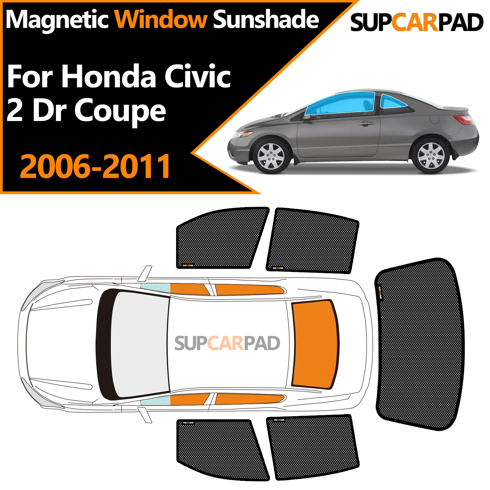 

Солнцезащитный козырек на окно автомобиля на заказ для Honda Civic 2 Dr Coupe 2006-2011, магнитная занавеска, сетчатая передняя занавеска на лобовое стекло