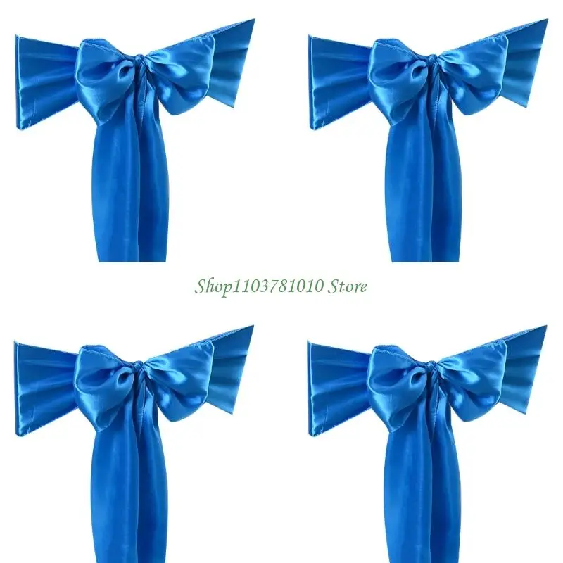 U55D 4PCS Chair Sashes Bows Chair Cover Band Chair Ties for Wedding Party Ceremony Reception Banquet Decoration