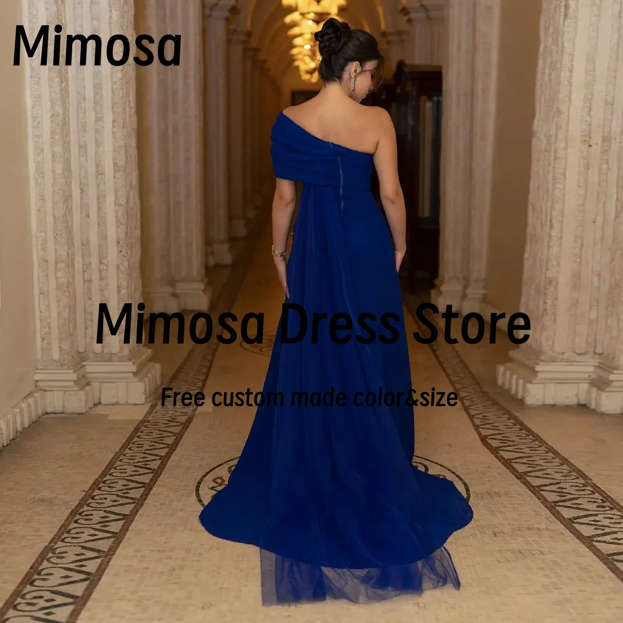 Mimosa One Shoulder Prom Party Dresses Bespoke Beaded Women's Evening Dress Zipper Back платье вечернее Customized