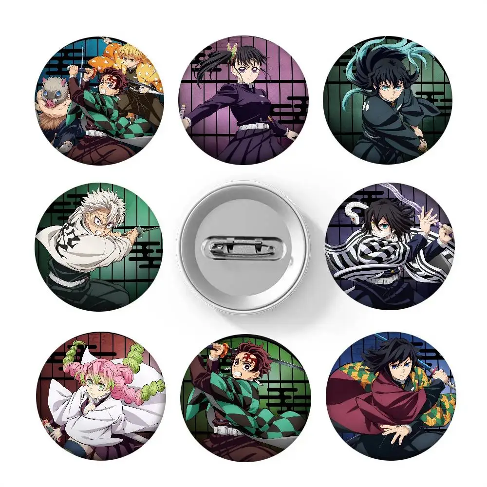 Demon Slayer Anime Round Badge Lapel Pin Backpack Clothing Jewelry Accessories Gift Brooch
