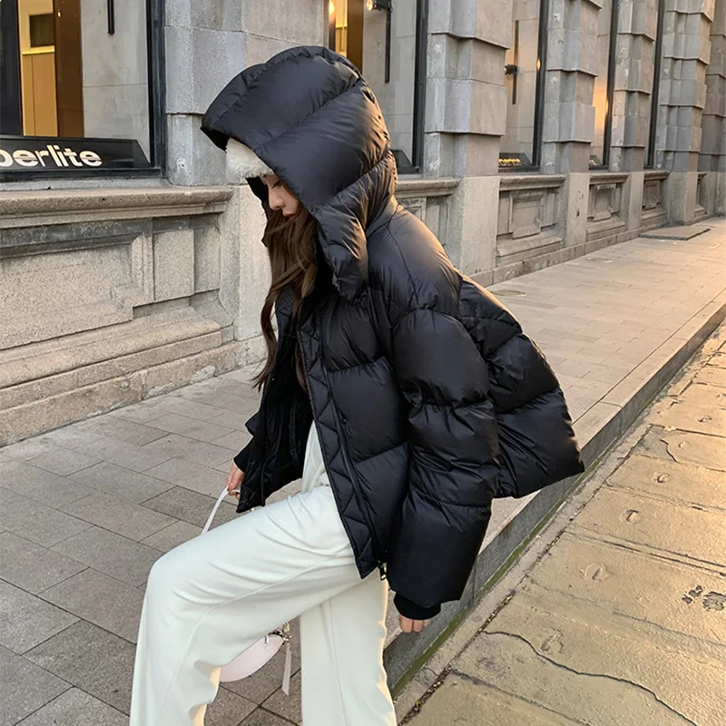 Winter Coats Women Short Down Coats  Fashion Loose Thickening Warm Hooded Parkas Coat Long Sleeve Tops Warm Puffer Outerwear