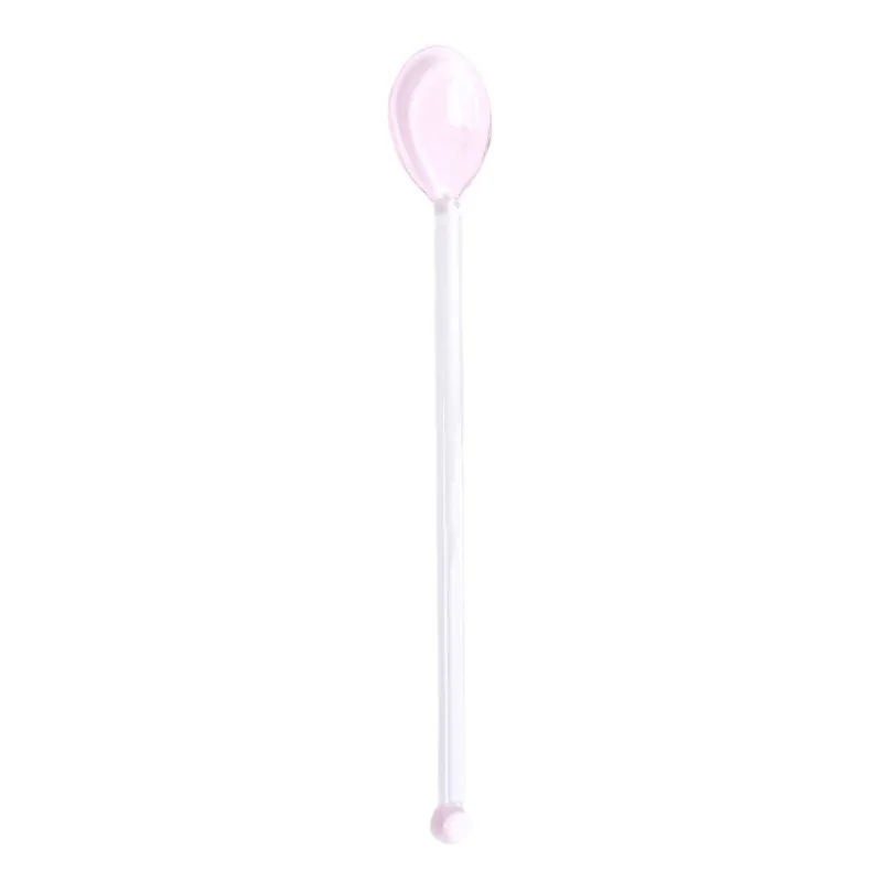 1PC Creative Glass Milk Spoons Colored Transparent Coffee Dessert Stirring Spoon Long Handle Ice Cream Spoon Kitchen Tableware