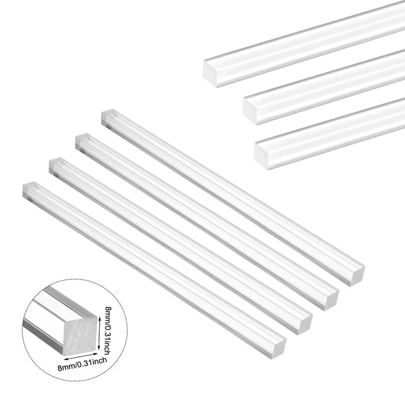 1-10pcs Acrylic square rod, hyaline plastic rod, acrylic rod Length 100-300mm DIY craft architectural model material