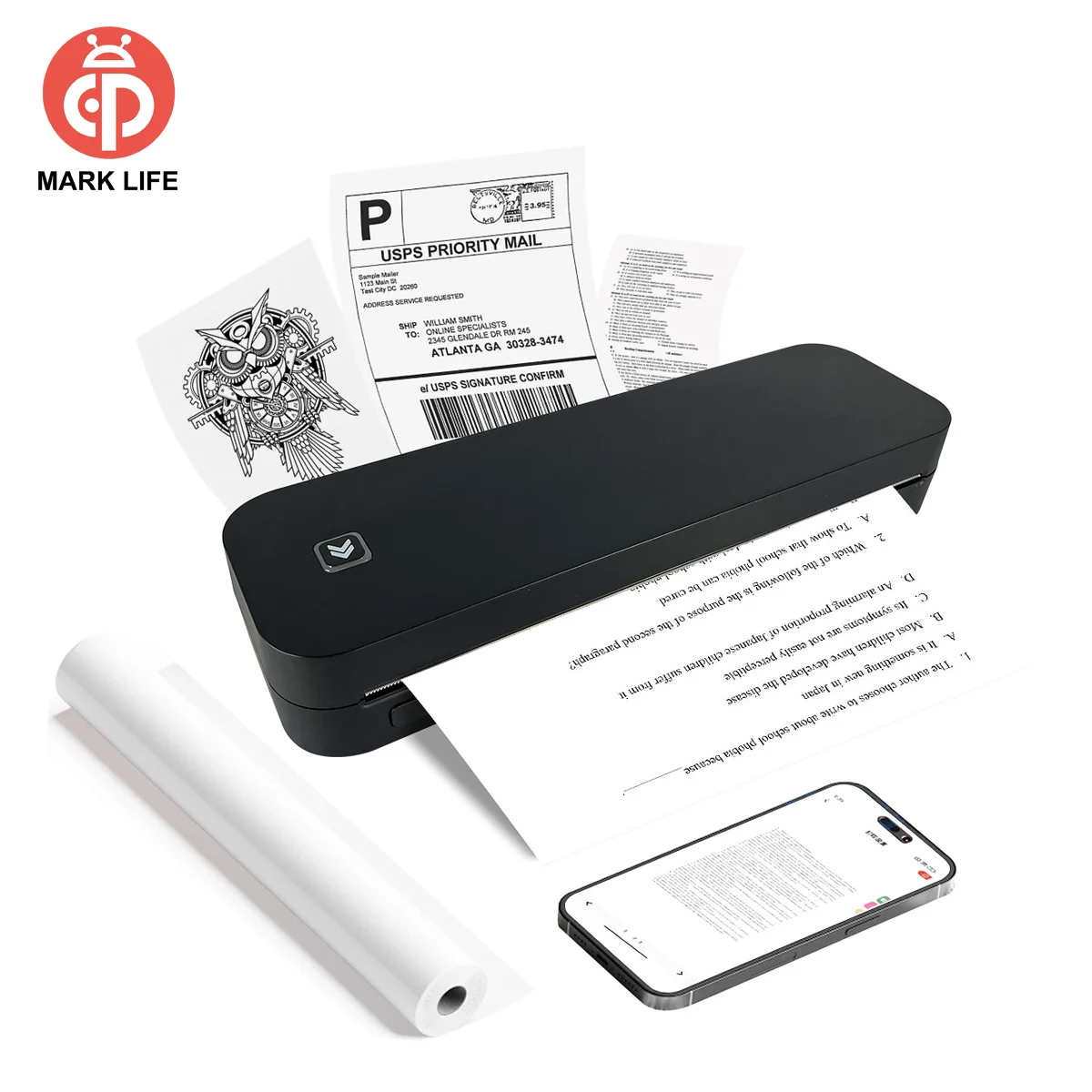 

Portable A4 Thermal Printer Bluetooth-compatible PDF Document PrintMaing Machine Tattoo Paper for Office Work Home School Travel