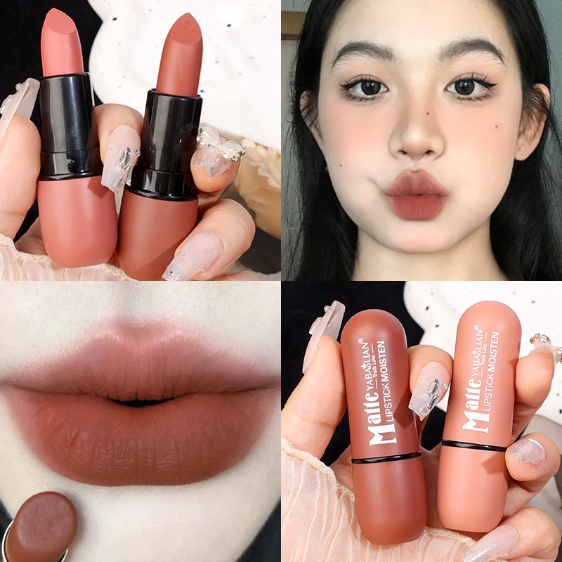 6Colors Matte Velvet Lipstick Waterproof Lasting Nude Sexy Red Lipsticks Non-stick Cup Moisturizing Lips Tint Makeup Cosmetics