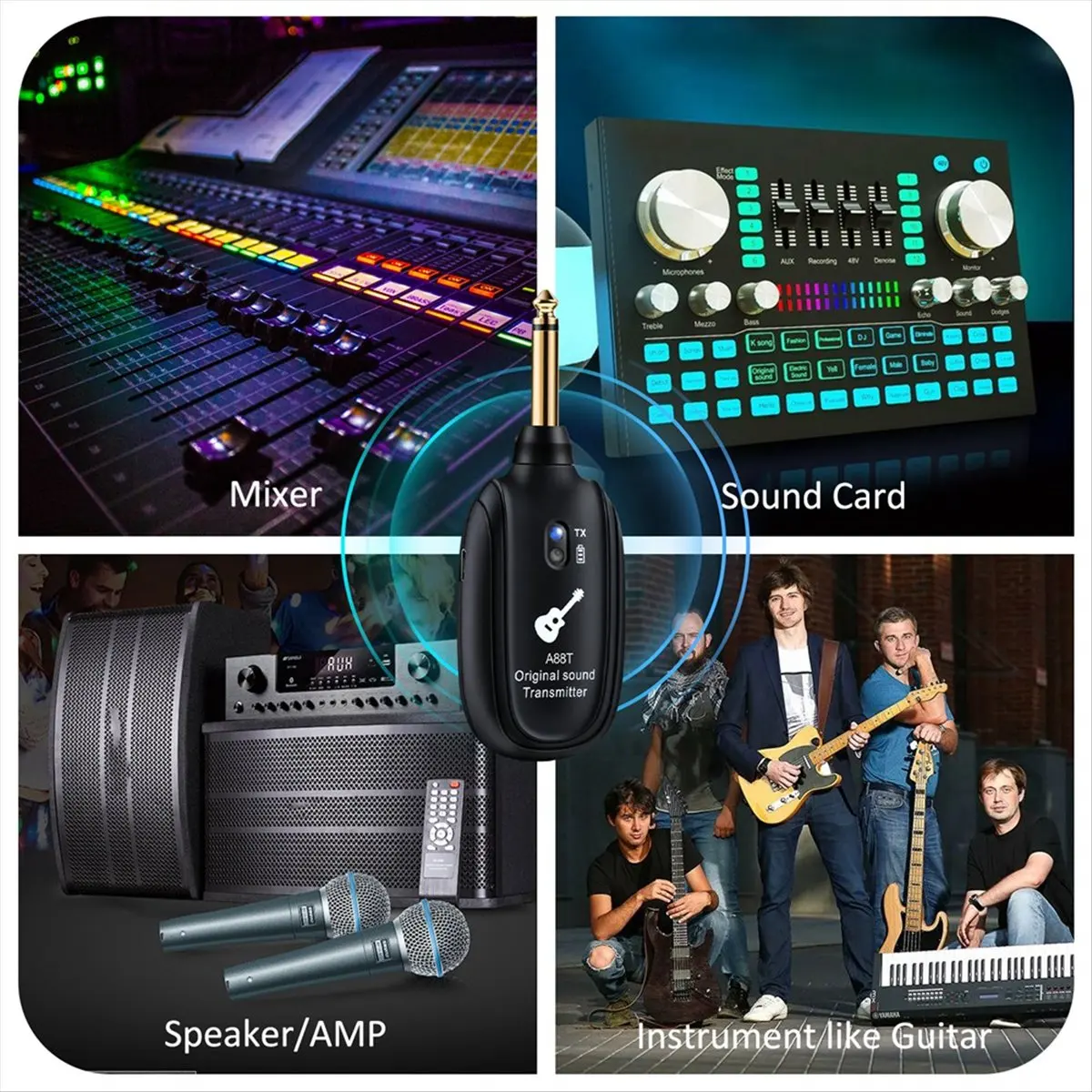 

Новая беспроводная гитарная система A23G A88T: аудиопередатчик и приемник для электрогитары, бас-гитары, скрипки