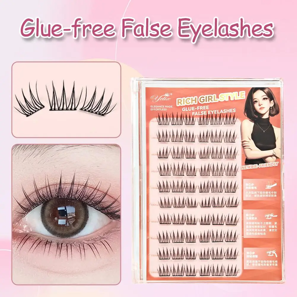 Neue selbstklebende Cluster-Wimpern zum Selbermachen, 10 Reihen, kleberfrei, künstliche Wimpern im koreanischen Manga-Stil, abgeschnittene Wimpern, natürlich weich