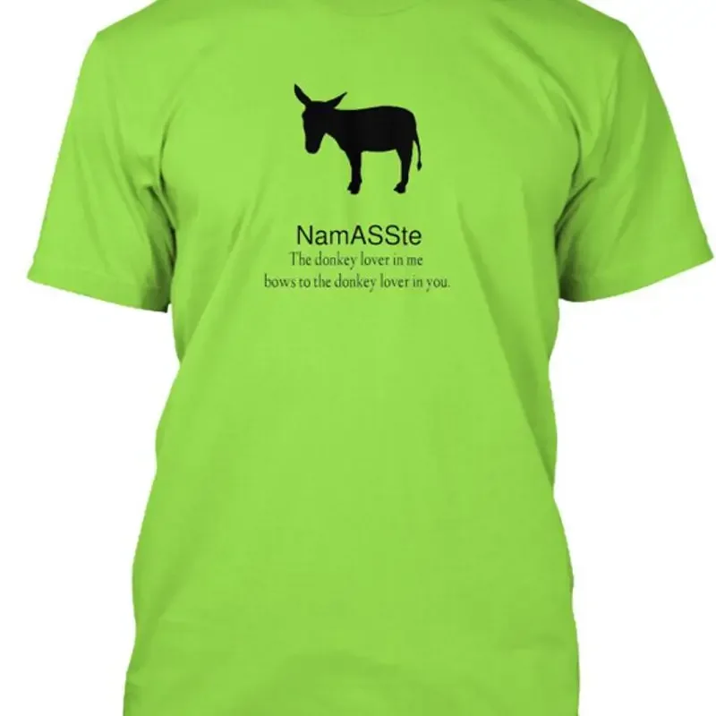 

NamASSte for the Donkey Lover T Shirt Made in USA Size S to 5XL